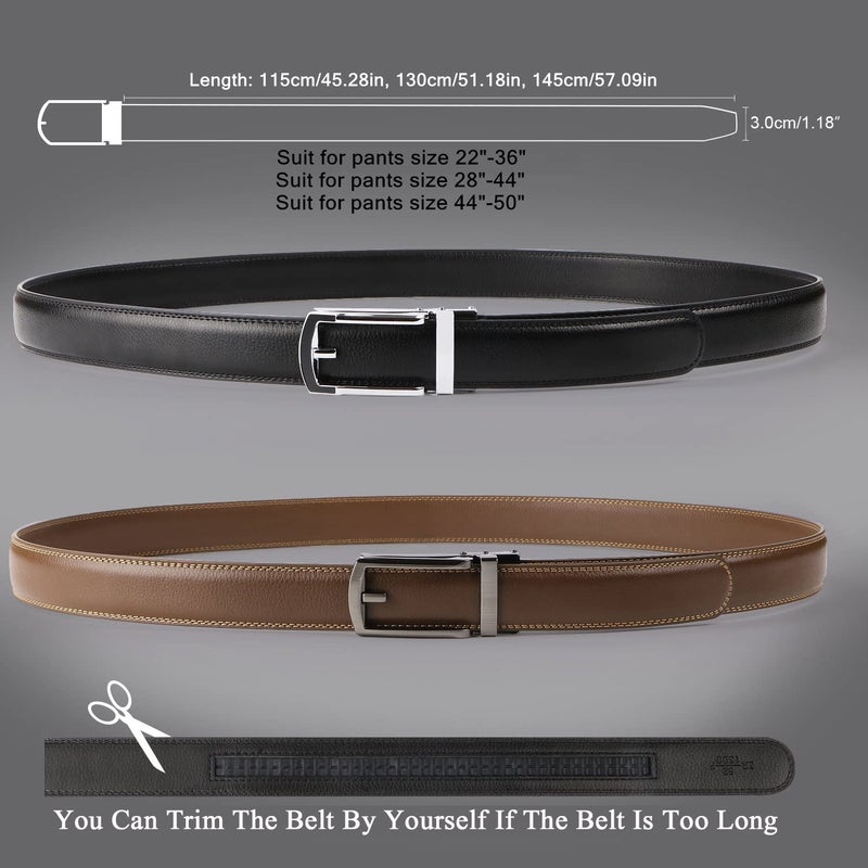 WERFORU Men's Ratchet Belts, 2 Pack Leather Belts for Men Dress and Casual with Automatic Buckle - Image 4